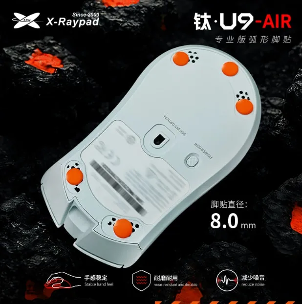 X-raypad Titanium U9 Mouse Skates (Dots / Точки 8 mm, U9 Air) — фото 5