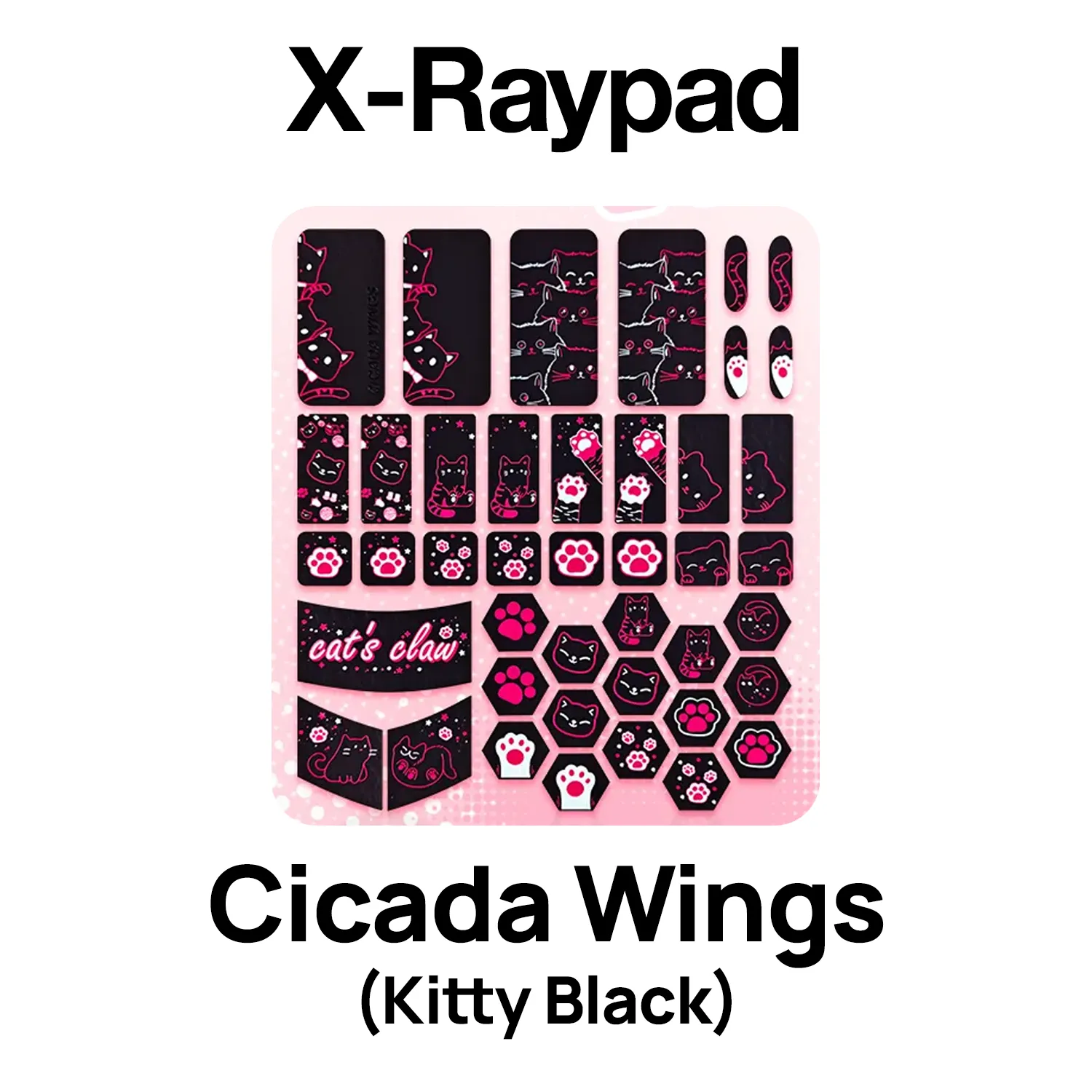 X-Raypad Cicada Wings Universal Pre-cut Tacky Mouse Grip (Kitty Black)