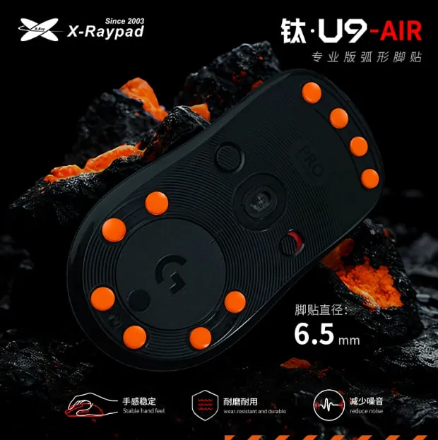 X-raypad Titanium U9 Mouse Skates (Dots / Точки 6.5 mm, U9 Air) — фото 4