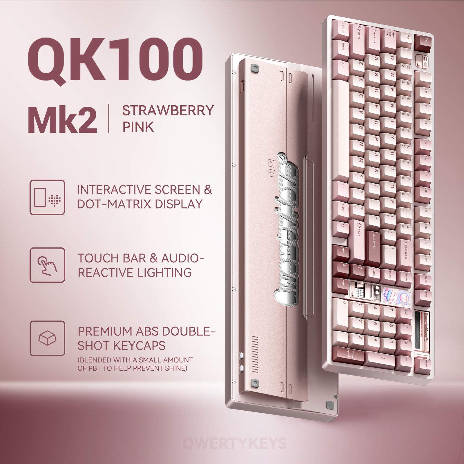 Qwertykeys QK100 Mk2 (Strawberry Pink)
