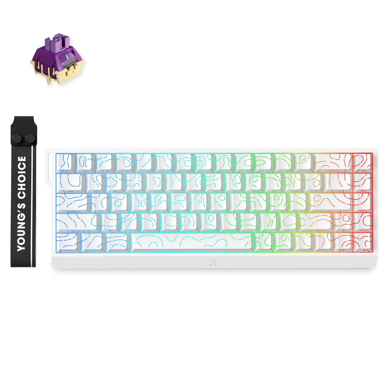 MCHOSE Ace 68 (White Topographic, TTC Dragon Lord Magnetic Switch, ANSI)